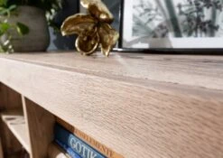 Scaffale In Legno Di Quercia Selvatica/ Cerro 160x36x140 Bianco Oliato MONTREUX #143 -Massivmoebel24 48 350 100 1043 7