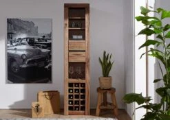 Porta Bottiglie In Legno Di Quercia Selvatica/ Cerro 42x35x191 Tabacco Marrone Oliato MONTREUX #325 -Massivmoebel24 48 350 100 2025 3