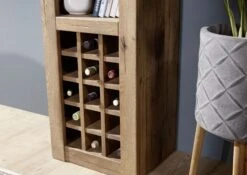 Porta Bottiglie In Legno Di Quercia Selvatica/ Cerro 42x35x191 Tabacco Marrone Oliato MONTREUX #325 -Massivmoebel24 48 350 100 2025 6