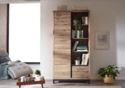 Scaffale In Legno Di Quercia Selvatica 100x40x200 Bianco Oliato VILLANDERS #239 -Massivmoebel24 48 350 200 1039 3