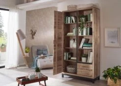 Scaffale In Legno Di Quercia Selvatica 100x40x200 Bianco Oliato VILLANDERS #239 -Massivmoebel24 48 350 200 1039 4