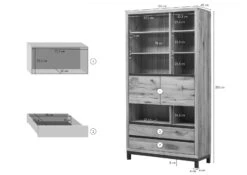 Scaffale In Legno Di Quercia Selvatica 100x40x200 Tabacco Marrone Oliato VILLANDERS #338 -Massivmoebel24 48 350 200 2038 08