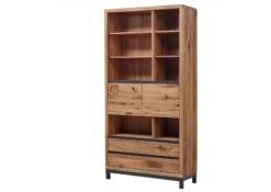 Scaffale In Legno Di Quercia Selvatica 100x40x200 Tabacco Marrone Oliato VILLANDERS #338 -Massivmoebel24 48 350 200 2038 9