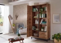 Scaffale In Legno Di Quercia Selvatica 100x40x200 Tabacco Marrone Oliato VILLANDERS #339 -Massivmoebel24 48 350 200 2039 4