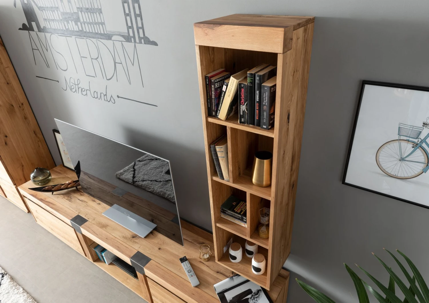 Scaffale In Legno Di Quercia Selvatica/ Cerro 37x30x142 Quercia Naturale Oliato NEW AMSTERDAM #13 4 Scaffale In Legno Di Quercia Selvatica/ Cerro 37x30x142 Quercia Naturale Oliato NEW AMSTERDAM #13 - immagine 2