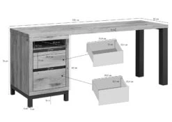 Scrivania In Legno Di Quercia Selvatica 220x55x76 Quercia Naturale Oliato VILLANDERS #142 -Massivmoebel24 48 360 200 0042 8