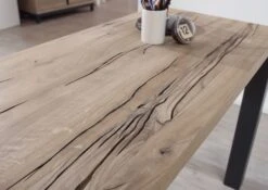 Scrivania In Legno Di Quercia Selvatica 150x55x76 Bianco Oliato VILLANDERS #240 -Massivmoebel24 48 360 200 1040 4