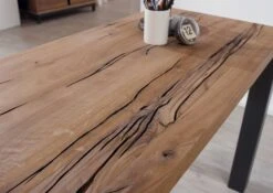 Scrivania In Legno Di Quercia Selvatica 150x55x76 Tabacco Marrone Oliato VILLANDERS #340 -Massivmoebel24 48 360 200 2040 4