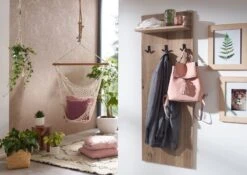 VILLANDERS #233 Appendiabiti In Legno Di Quercia Selvatica - Oliato / Bianco 140x20x50