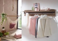 VILLANDERS #234 Appendiabiti In Legno Di Quercia Selvatica - Oliato / Bianco 120x20x25