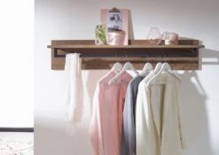 VILLANDERS #234 Appendiabiti In Legno Di Quercia Selvatica - Oliato / Bianco 120x20x25 -Massivmoebel24 48 900 200 1034 3