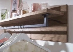 VILLANDERS #234 Appendiabiti In Legno Di Quercia Selvatica - Oliato / Bianco 120x20x25 -Massivmoebel24 48 900 200 1034 4