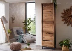 VILLANDERS #331 Armadio In Legno Di Quercia Selvatica - Oliato / Tabacco 56x40x205