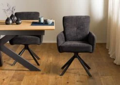 Sedia Girevole 60x67x91 Grigio Scuro / Grigio FABIAN #110 -Massivmoebel24 51 151 515 1100 03