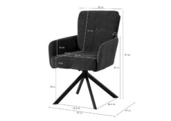 Sedia Girevole 60x67x91 Grigio Scuro / Grigio FABIAN #110 -Massivmoebel24 51 151 515 1100 08