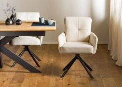 Sedia Girevole 60x67x91 Marrone Chiaro / Beige FABIAN #112 -Massivmoebel24 51 151 515 1102 03