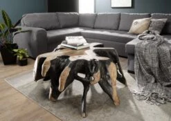 Tavolino Da Salotto In Legno Di Teak 80x85x46 Nero Oliato UNIKA #160