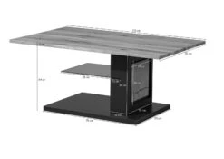 Tavolino Da Salotto In Legno Di Quercia Selvatica 110x70x46 Laccato- Oliato / Naturale KITZBÜHEL #130 -Massivmoebel24 67 200 420 1030 08