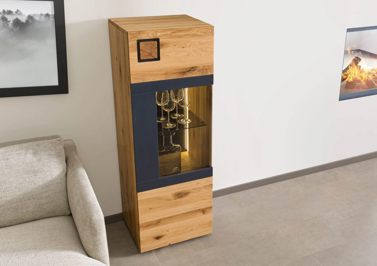 KITZBÜHEL #105 Credenza In Legno Di Quercia Selvatica - Laccato Oliato / Naturale 50x43,5x143 4 KITZBÜHEL #105 Credenza In Legno Di Quercia Selvatica - Laccato Oliato / Naturale 50x43,5x143 - immagine 2