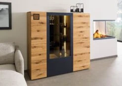 KITZBÜHEL #106 Credenza In Legno Di Quercia Selvatica - Laccato Oliato / Naturale 148x43,5x143 -Massivmoebel24 67 310 420 1006 03