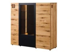 KITZBÜHEL #106 Credenza In Legno Di Quercia Selvatica - Laccato Oliato / Naturale 148x43,5x143 -Massivmoebel24 67 310 420 1006 09