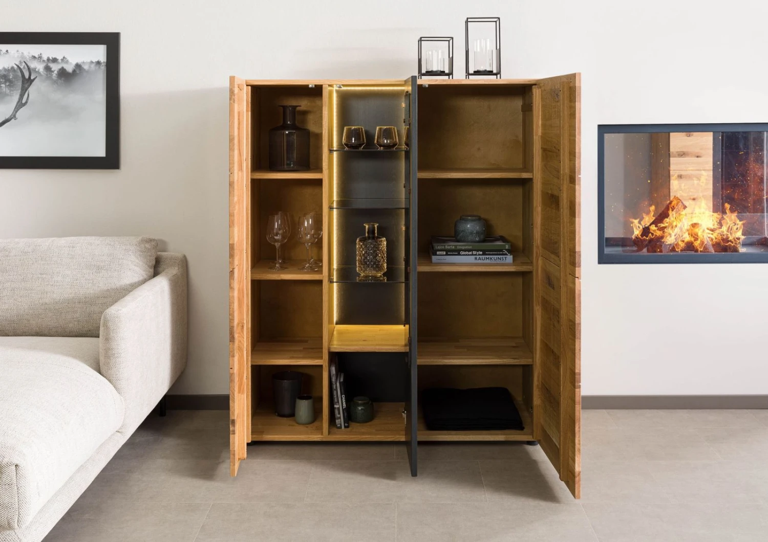 KITZBÜHEL #107 Credenza In Legno Di Quercia Selvatica - Laccato Oliato / Naturale 116x43,5x143 6 KITZBÜHEL #107 Credenza In Legno Di Quercia Selvatica - Laccato Oliato / Naturale 116x43,5x143 - immagine 4