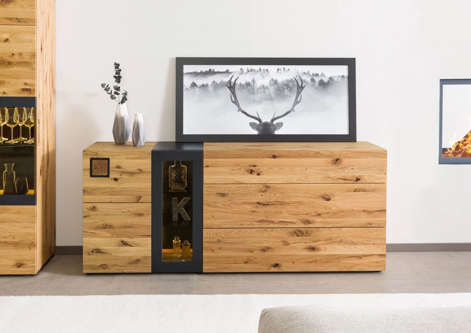 KITZBÜHEL #125 Credenza In Legno Di Quercia Selvatica - Laccato Oliato / Naturale 196x43,5x80 3 KITZBÜHEL #125 Credenza In Legno Di Quercia Selvatica - Laccato Oliato / Naturale 196x43,5x80