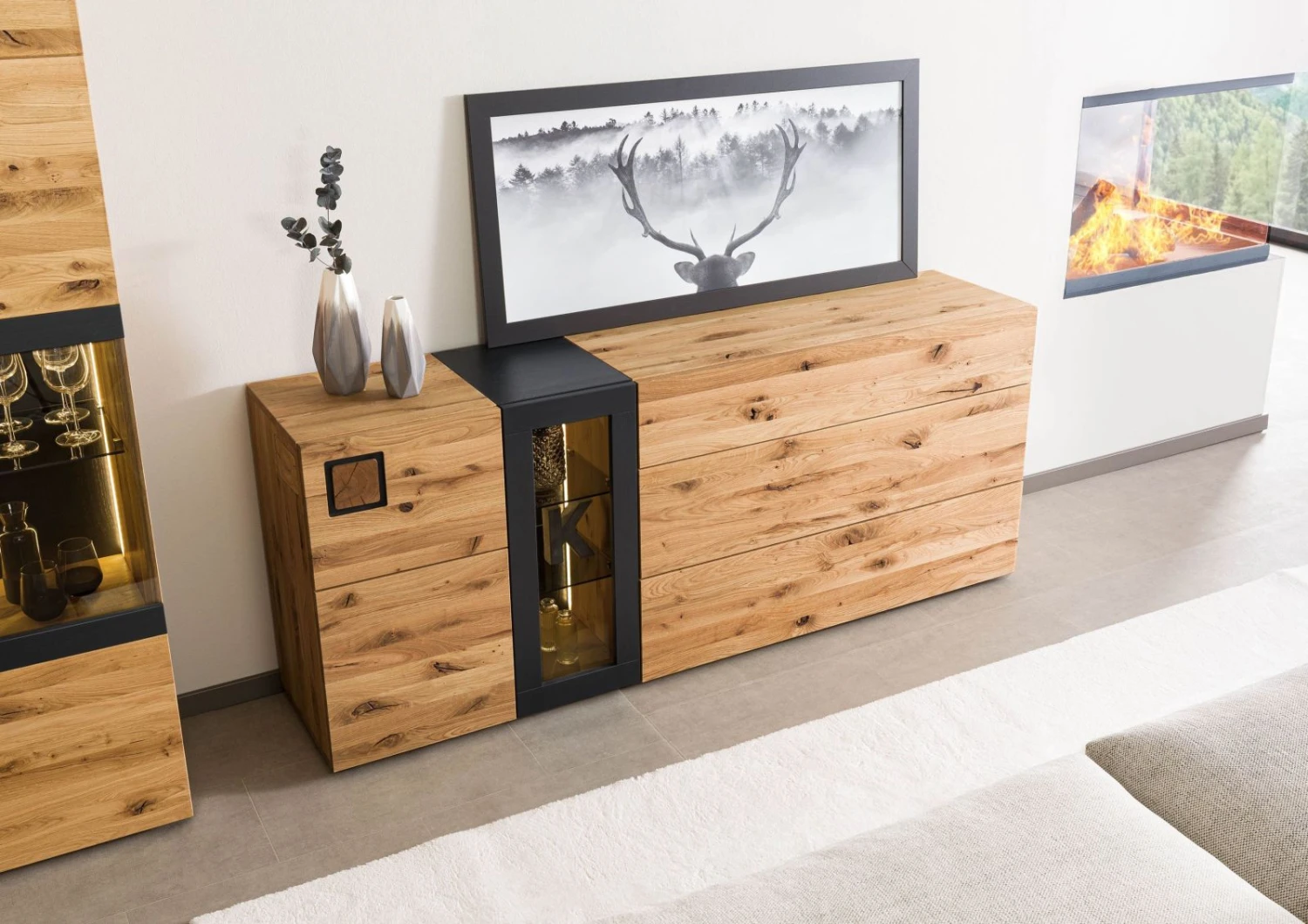 KITZBÜHEL #126 Credenza In Legno Di Quercia Selvatica - Laccato Oliato / Naturale 160x43,5x82 4 KITZBÜHEL #126 Credenza In Legno Di Quercia Selvatica - Laccato Oliato / Naturale 160x43,5x82 - immagine 2