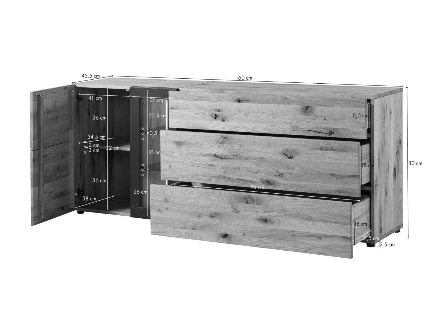 KITZBÜHEL #126 Credenza In Legno Di Quercia Selvatica - Laccato Oliato / Naturale 160x43,5x82 10 KITZBÜHEL #126 Credenza In Legno Di Quercia Selvatica - Laccato Oliato / Naturale 160x43,5x82 - immagine 8