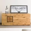 KITZBÜHEL #127 Credenza In Legno Di Quercia Selvatica - Laccato Oliato / Naturale 196,5x43,5x80