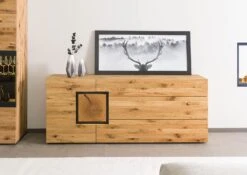 KITZBÜHEL #128 Credenza In Legno Di Quercia Selvatica - Laccato Oliato / Naturale 160x43,5x80