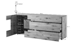 KITZBÜHEL #128 Credenza In Legno Di Quercia Selvatica - Laccato Oliato / Naturale 160x43,5x80 -Massivmoebel24 67 312 420 1028 08