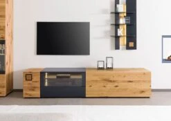 KITZBÜHEL #122 Mobile TV In Legno Di Quercia Selvatica - Laccato Oliato / Naturale 170x52x52