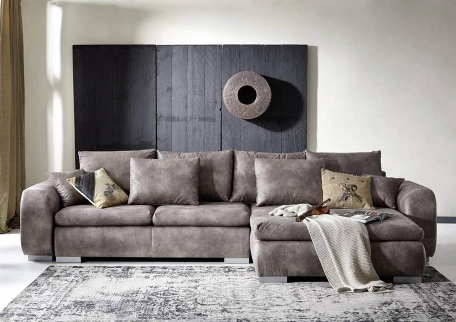 X-MIKA Divano Letto - Stoffa / Grigio - Stile Vintage 330x178x85 5 X-MIKA Divano Letto - Stoffa / Grigio - Stile Vintage 330x178x85 - immagine 3