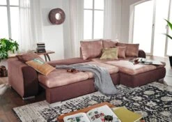 X-MIKA Divano Angolare - Stoffa / Beige / Marrone - Stile Vintage 330x178x85 -Massivmoebel24 68 920 100 0012 03