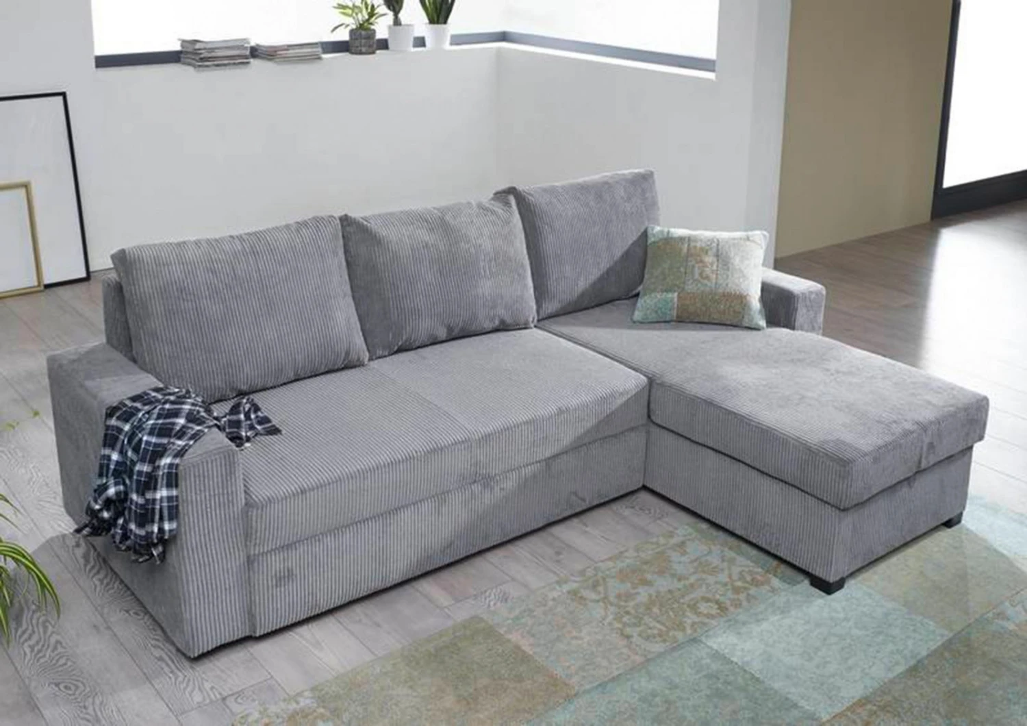 MERKLIN Divano Angolare - Stoffa / Girgio - Stile Vintage 238x164x87 4 MERKLIN Divano Angolare - Stoffa / Girgio - Stile Vintage 238x164x87 - immagine 2