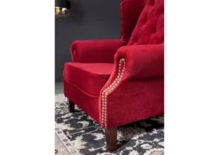 OXFORD Poltrona Chesterfield - Stoffa / Rosso - Stile Coloniale 102x93x102 -Massivmoebel24 68 920 100 0039 05