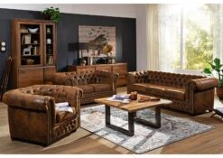 OXFORD Divano Chesterfield - Stoffa / Marrone - Stile Coloniale 203x86x72 16 OXFORD Divano Chesterfield - Stoffa / Marrone - Stile Coloniale 203x86x72 -Massivmoebel24 68 920 100 0041 6