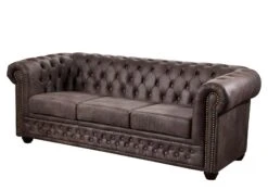 OXFORD Divano Chesterfield - Stoffa / Marrone Scuro - Stile Coloniale 203x86x72 20 OXFORD Divano Chesterfield - Stoffa / Marrone Scuro - Stile Coloniale 203x86x72 -Massivmoebel24 68 920 100 0042 09
