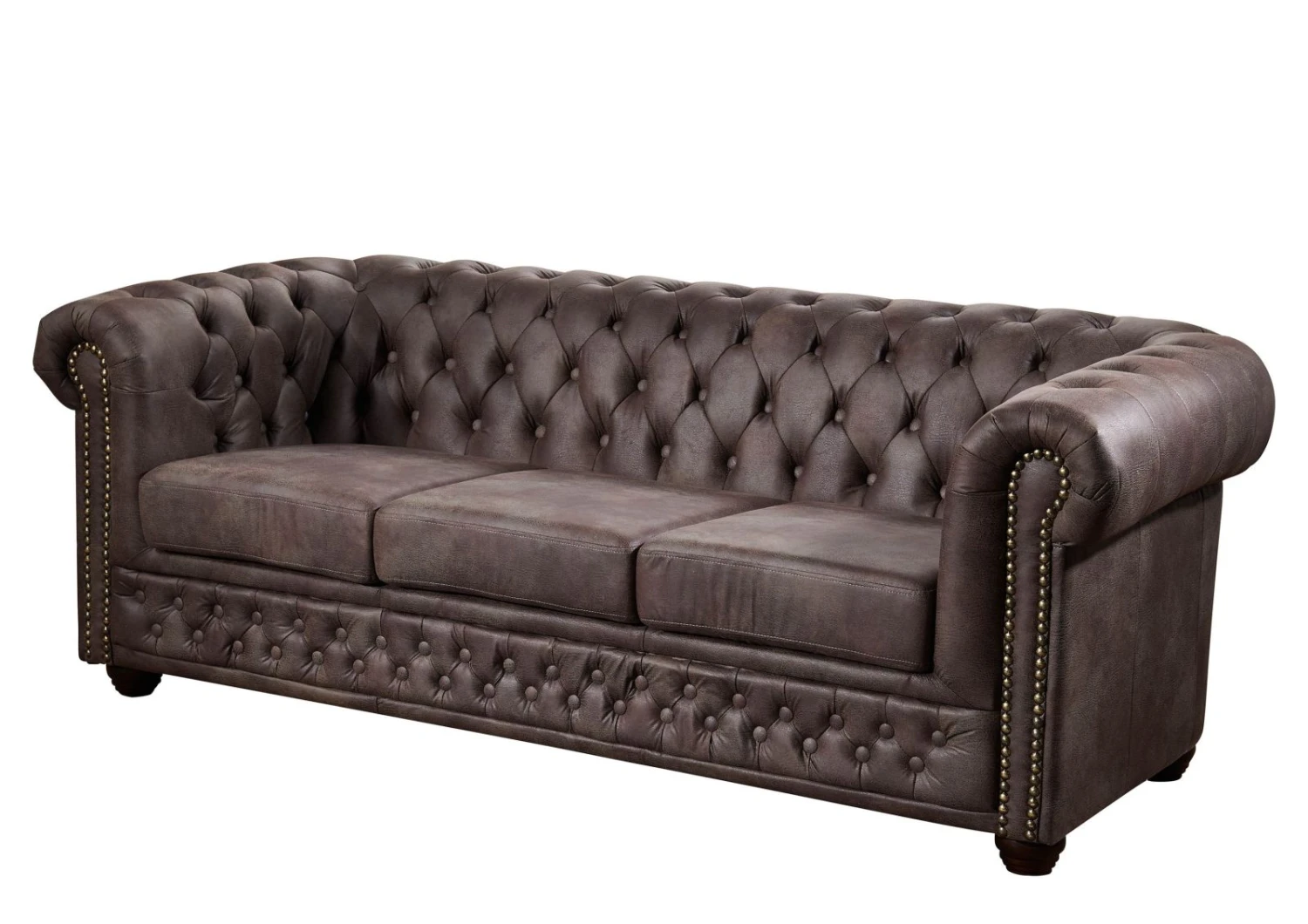 OXFORD Divano Chesterfield - Stoffa / Marrone Scuro - Stile Coloniale 203x86x72 11 OXFORD Divano Chesterfield - Stoffa / Marrone Scuro - Stile Coloniale 203x86x72 - immagine 9