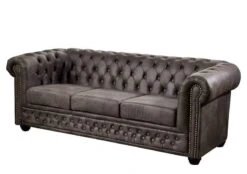 OXFORD Divano Chesterfield - Stoffa / Marrone Scuro - Stile Coloniale 203x86x72 17 OXFORD Divano Chesterfield - Stoffa / Marrone Scuro - Stile Coloniale 203x86x72 -Massivmoebel24 68 920 100 0042 6