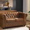 OXFORD Divano Chesterfield - Stoffa / Marrone - Stile Coloniale 148x86x72 1 OXFORD Divano Chesterfield - Stoffa / Marrone - Stile Coloniale 148x86x72 -Massivmoebel24 68 920 100 0044 1