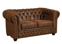 OXFORD Divano Chesterfield - Stoffa / Marrone - Stile Coloniale 148x86x72 17 OXFORD Divano Chesterfield - Stoffa / Marrone - Stile Coloniale 148x86x72 -Massivmoebel24 68 920 100 0044 9