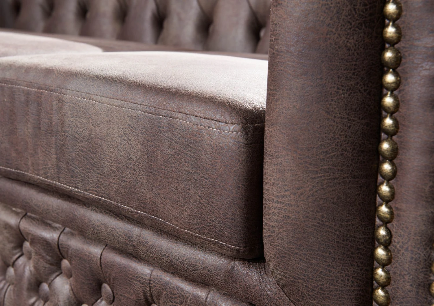 OXFORD Divano Chesterfield - Stoffa / Marrone Scuro - Stile Coloniale 148x86x72 8 OXFORD Divano Chesterfield - Stoffa / Marrone Scuro - Stile Coloniale 148x86x72 - immagine 6