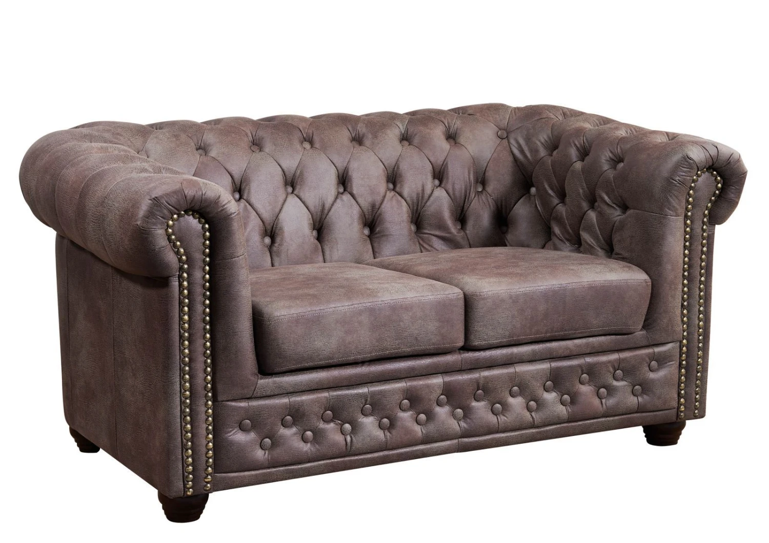 OXFORD Divano Chesterfield - Stoffa / Marrone Scuro - Stile Coloniale 148x86x72 10 OXFORD Divano Chesterfield - Stoffa / Marrone Scuro - Stile Coloniale 148x86x72 - immagine 8