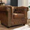 OXFORD Poltrona Chesterfield - Stoffa / Marrone - Stile Coloniale 94x86x72