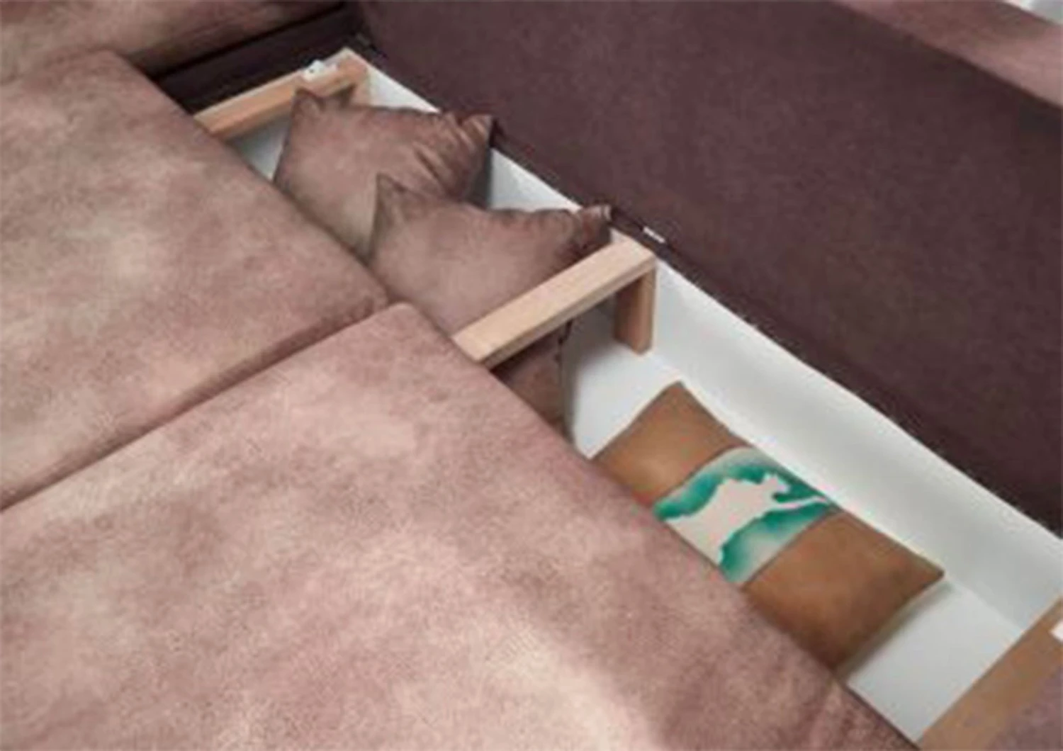 X-MIKA Divano Letto Angolare - Stoffa / Beige - Stile Vintage 330x178x85 9 X-MIKA Divano Letto Angolare - Stoffa / Beige - Stile Vintage 330x178x85 - immagine 7