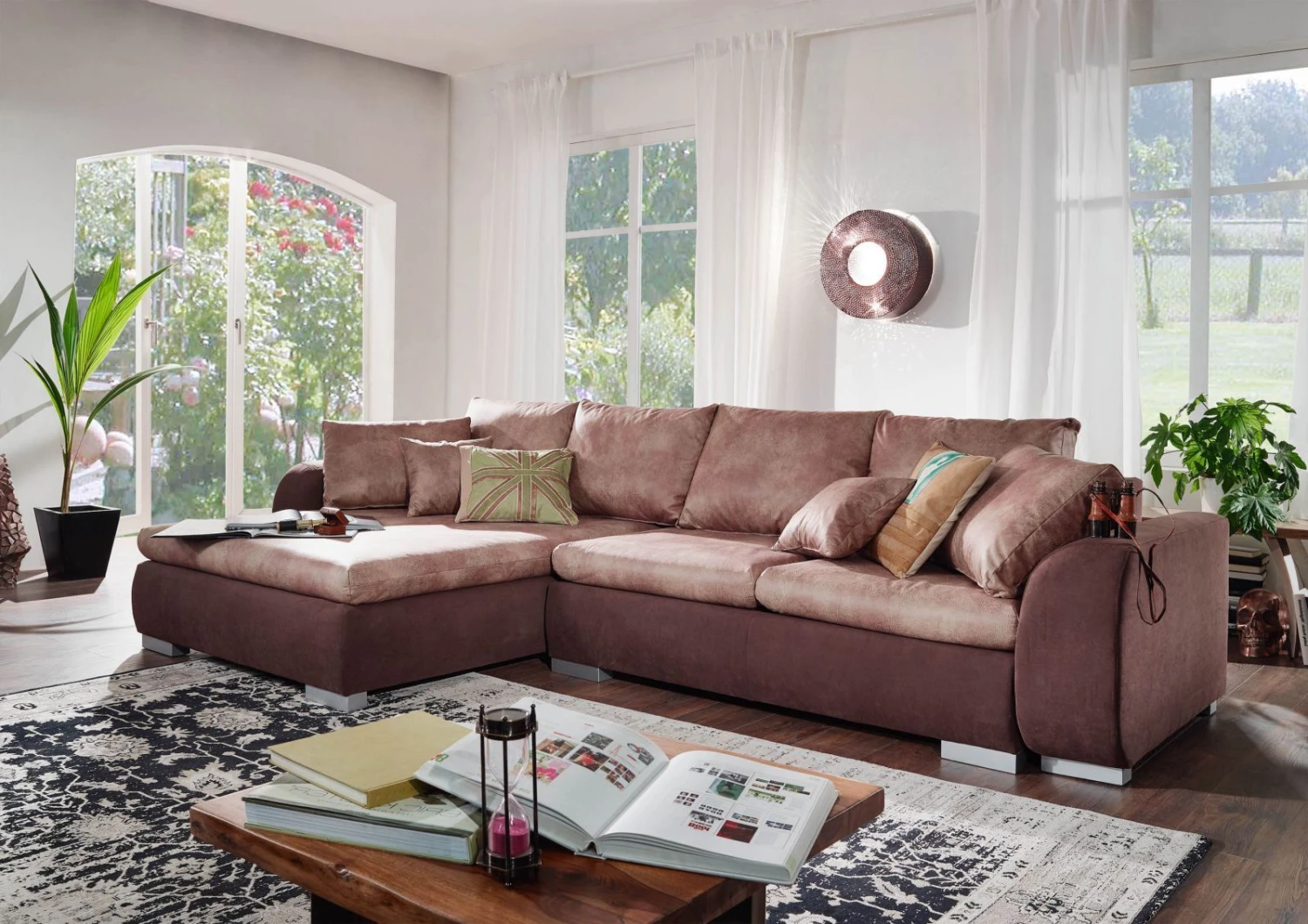 X-MIKA Divano Letto Angolare - Stoffa / Beige - Stile Vintage 330x178x85 3 X-MIKA Divano Letto Angolare - Stoffa / Beige - Stile Vintage 330x178x85