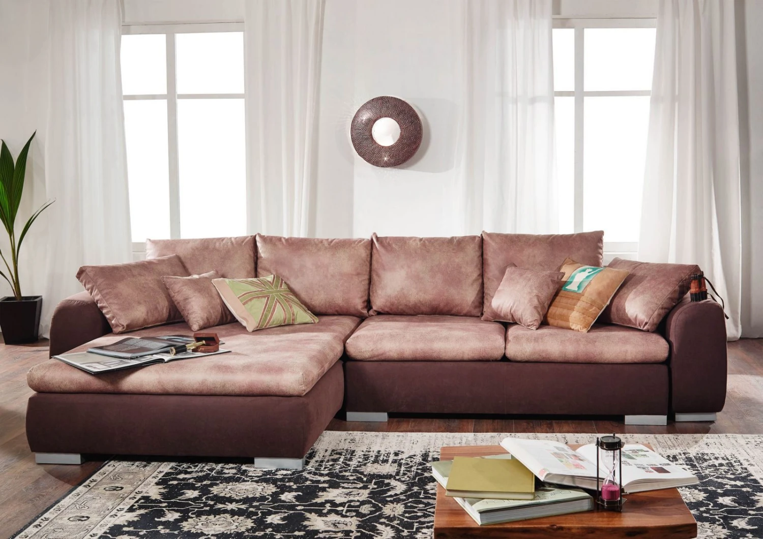 X-MIKA Divano Letto Angolare - Stoffa / Beige - Stile Vintage 330x178x85 6 X-MIKA Divano Letto Angolare - Stoffa / Beige - Stile Vintage 330x178x85 - immagine 4