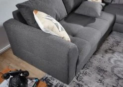 ARIELLA #100 Divano Angolare - Stoffa / Grigio Scuro 230x160x87 -Massivmoebel24 68 920 100 0100 4
